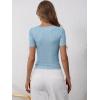 image:imageANRABESS Womens Short Sleeve Henley Shirts Ribbed Slim Fitted Tee Summer Work Tops 2026 Button Blouse Spring Vacation ClothesDeep Blue