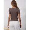 image:imageANRABESS Womens Short Sleeve Henley Shirts Ribbed Slim Fitted Tee Summer Work Tops 2026 Button Blouse Spring Vacation ClothesDeep Brown