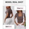 image:imageANRABESS Womens Short Sleeve Henley Shirts Ribbed Slim Fitted Tee Summer Work Tops 2026 Button Blouse Spring Vacation ClothesDeep Brown
