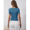 image:imageANRABESS Womens Short Sleeve Henley Shirts Ribbed Slim Fitted Tee Summer Work Tops 2026 Button Blouse Spring Vacation ClothesIndigo
