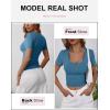 image:imageANRABESS Womens Short Sleeve Henley Shirts Ribbed Slim Fitted Tee Summer Work Tops 2026 Button Blouse Spring Vacation ClothesIndigo