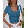 image:imageANRABESS Womens Short Sleeve Henley Shirts Ribbed Slim Fitted Tee Summer Work Tops 2026 Button Blouse Spring Vacation ClothesIndigo