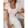 image:imageANRABESS Womens Short Sleeve Henley Shirts Ribbed Slim Fitted Tee Summer Work Tops 2026 Button Blouse Spring Vacation ClothesLight Beige