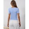image:imageANRABESS Womens Short Sleeve Henley Shirts Ribbed Slim Fitted Tee Summer Work Tops 2026 Button Blouse Spring Vacation ClothesLight Blue
