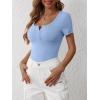 image:imageANRABESS Womens Short Sleeve Henley Shirts Ribbed Slim Fitted Tee Summer Work Tops 2026 Button Blouse Spring Vacation ClothesLight Blue