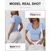 image:imageANRABESS Womens Short Sleeve Henley Shirts Ribbed Slim Fitted Tee Summer Work Tops 2026 Button Blouse Spring Vacation ClothesLight Blue
