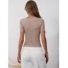 image:imageANRABESS Womens Short Sleeve Henley Shirts Ribbed Slim Fitted Tee Summer Work Tops 2026 Button Blouse Spring Vacation ClothesLight Khaki
