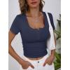 image:imageANRABESS Womens Short Sleeve Henley Shirts Ribbed Slim Fitted Tee Summer Work Tops 2026 Button Blouse Spring Vacation ClothesNavy Blue