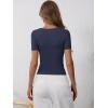 image:imageANRABESS Womens Short Sleeve Henley Shirts Ribbed Slim Fitted Tee Summer Work Tops 2026 Button Blouse Spring Vacation ClothesNavy Blue