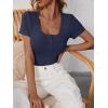 image:imageANRABESS Womens Short Sleeve Henley Shirts Ribbed Slim Fitted Tee Summer Work Tops 2026 Button Blouse Spring Vacation ClothesNavy Blue