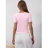 image:imageANRABESS Womens Short Sleeve Henley Shirts Ribbed Slim Fitted Tee Summer Work Tops 2026 Button Blouse Spring Vacation ClothesPink