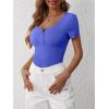 image:imageANRABESS Womens Short Sleeve Henley Shirts Ribbed Slim Fitted Tee Summer Work Tops 2026 Button Blouse Spring Vacation ClothesRoyal Blue