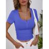image:imageANRABESS Womens Short Sleeve Henley Shirts Ribbed Slim Fitted Tee Summer Work Tops 2026 Button Blouse Spring Vacation ClothesRoyal Blue