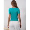 image:imageANRABESS Womens Short Sleeve Henley Shirts Ribbed Slim Fitted Tee Summer Work Tops 2026 Button Blouse Spring Vacation ClothesTeal