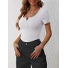image:imageANRABESS Womens Short Sleeve Henley Shirts Ribbed Slim Fitted Tee Summer Work Tops 2026 Button Blouse Spring Vacation ClothesWhite