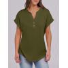 image:imageANRABESS Womens Short Sleeve Henley Tops V Neck Dressy Casual Blouses Summer Trendy Tee Shirts 2026 Vacation Fashion ClothesArmy Green