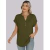 image:imageANRABESS Womens Short Sleeve Henley Tops V Neck Dressy Casual Blouses Summer Trendy Tee Shirts 2026 Vacation Fashion ClothesArmy Green