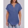 image:imageANRABESS Womens Short Sleeve Henley Tops V Neck Dressy Casual Blouses Summer Trendy Tee Shirts 2026 Vacation Fashion ClothesBlue