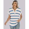 image:imageANRABESS Womens Short Sleeve Henley Tops V Neck Dressy Casual Blouses Summer Trendy Tee Shirts 2026 Vacation Fashion ClothesBlue Pink Strip