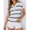 image:imageANRABESS Womens Short Sleeve Henley Tops V Neck Dressy Casual Blouses Summer Trendy Tee Shirts 2026 Vacation Fashion ClothesBlue Pink Strip