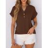 image:imageANRABESS Womens Short Sleeve Henley Tops V Neck Dressy Casual Blouses Summer Trendy Tee Shirts 2026 Vacation Fashion ClothesCoffee