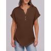 image:imageANRABESS Womens Short Sleeve Henley Tops V Neck Dressy Casual Blouses Summer Trendy Tee Shirts 2026 Vacation Fashion ClothesCoffee