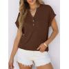 image:imageANRABESS Womens Short Sleeve Henley Tops V Neck Dressy Casual Blouses Summer Trendy Tee Shirts 2026 Vacation Fashion ClothesCoffee