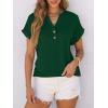 image:imageANRABESS Womens Short Sleeve Henley Tops V Neck Dressy Casual Blouses Summer Trendy Tee Shirts 2026 Vacation Fashion ClothesDark Green