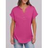 image:imageANRABESS Womens Short Sleeve Henley Tops V Neck Dressy Casual Blouses Summer Trendy Tee Shirts 2026 Vacation Fashion ClothesHot Pink