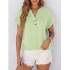 image:imageANRABESS Womens Short Sleeve Henley Tops V Neck Dressy Casual Blouses Summer Trendy Tee Shirts 2026 Vacation Fashion ClothesLight Green
