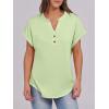 image:imageANRABESS Womens Short Sleeve Henley Tops V Neck Dressy Casual Blouses Summer Trendy Tee Shirts 2026 Vacation Fashion ClothesLight Green