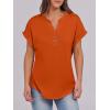 image:imageANRABESS Womens Short Sleeve Henley Tops V Neck Dressy Casual Blouses Summer Trendy Tee Shirts 2026 Vacation Fashion ClothesOrange