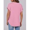 image:imageANRABESS Womens Short Sleeve Henley Tops V Neck Dressy Casual Blouses Summer Trendy Tee Shirts 2026 Vacation Fashion ClothesPink