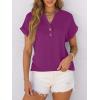 image:imageANRABESS Womens Short Sleeve Henley Tops V Neck Dressy Casual Blouses Summer Trendy Tee Shirts 2026 Vacation Fashion ClothesPurple