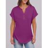 image:imageANRABESS Womens Short Sleeve Henley Tops V Neck Dressy Casual Blouses Summer Trendy Tee Shirts 2026 Vacation Fashion ClothesPurple