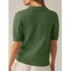 image:imageANRABESS Womens Short Sleeve Sweaters Tops Polo V Neck Cable Knit Casual Soft Pullover Shirts 2026 Summer OutfitsArmy Green