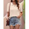 image:imageANRABESS Womens Short Sleeve Sweaters Tops Polo V Neck Cable Knit Casual Soft Pullover Shirts 2026 Summer OutfitsBeige