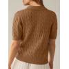 image:imageANRABESS Womens Short Sleeve Sweaters Tops Polo V Neck Cable Knit Casual Soft Pullover Shirts 2026 Summer OutfitsBrown