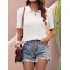 image:imageANRABESS Womens Short Sleeve Sweaters Tops Polo V Neck Cable Knit Casual Soft Pullover Shirts 2026 Summer OutfitsCream