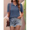 image:imageANRABESS Womens Short Sleeve Sweaters Tops Polo V Neck Cable Knit Casual Soft Pullover Shirts 2026 Summer OutfitsDusty Blue