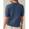 image:imageANRABESS Womens Short Sleeve Sweaters Tops Polo V Neck Cable Knit Casual Soft Pullover Shirts 2026 Summer OutfitsDusty Blue