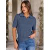 image:imageANRABESS Womens Short Sleeve Sweaters Tops Polo V Neck Cable Knit Casual Soft Pullover Shirts 2026 Summer OutfitsDusty Blue