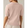 image:imageANRABESS Womens Short Sleeve Sweaters Tops Polo V Neck Cable Knit Casual Soft Pullover Shirts 2026 Summer OutfitsLight Brown