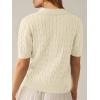 image:imageANRABESS Womens Short Sleeve Sweaters Tops Polo V Neck Cable Knit Casual Soft Pullover Shirts 2026 Summer OutfitsLight Yellow