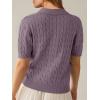 image:imageANRABESS Womens Short Sleeve Sweaters Tops Polo V Neck Cable Knit Casual Soft Pullover Shirts 2026 Summer OutfitsPurple