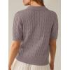 image:imageANRABESS Womens Short Sleeve Sweaters Tops Polo V Neck Cable Knit Casual Soft Pullover Shirts 2026 Summer OutfitsRed Apricot