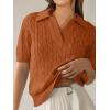 image:imageANRABESS Womens Short Sleeve Sweaters Tops Polo V Neck Cable Knit Casual Soft Pullover Shirts 2026 Summer OutfitsRust
