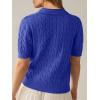 image:imageANRABESS Womens Short Sleeve Sweaters Tops Polo V Neck Cable Knit Casual Soft Pullover Shirts 2026 Summer OutfitsSapphire Blue