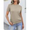 image:imageANRABESS Womens Short Sleeve Sweaters Wool Blend Crew Neck Sweater Shirts Business Casual Work Tops 2026 Summer OutfitsAlmond