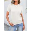 image:imageANRABESS Womens Short Sleeve Sweaters Wool Blend Crew Neck Sweater Shirts Business Casual Work Tops 2026 Summer OutfitsCream White
